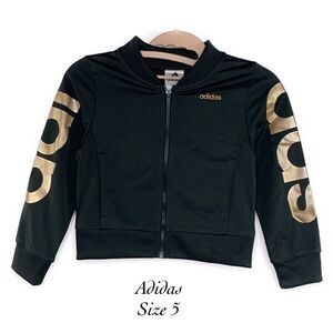 Adidas Black Metallic Lettering Jacket NWT Size 5